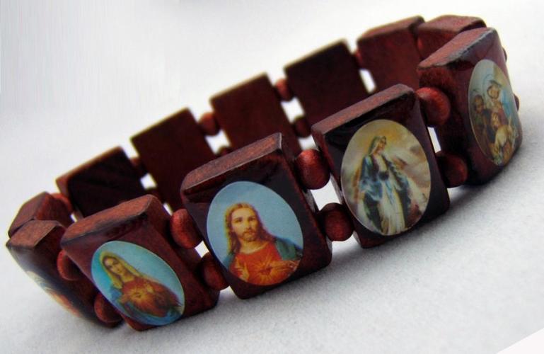 基督教工艺品天主教圣物外贸产品浅咔木圣手链手链